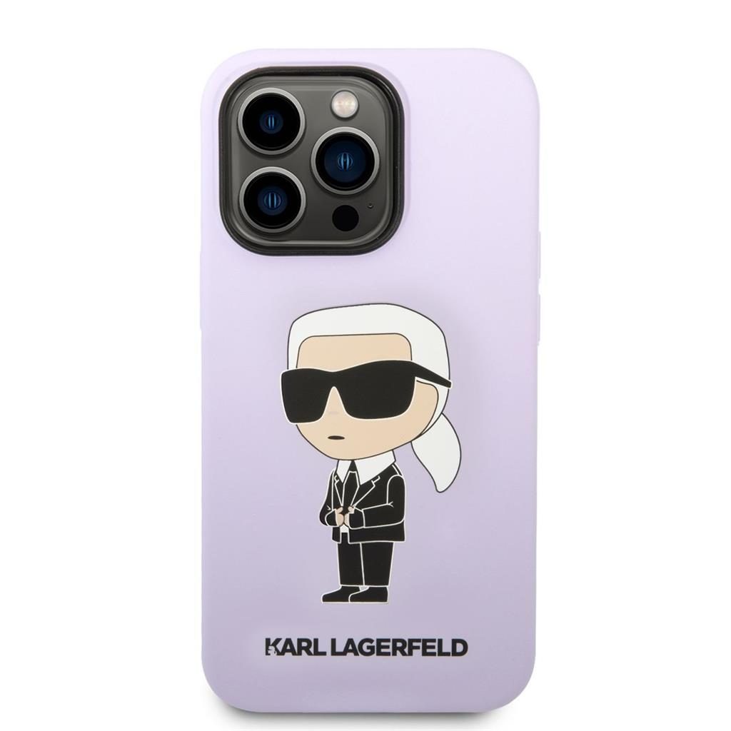Apple iPhone 14 Pro Karl Lagerfeld Liquid Silicone Ikonik NFT tok (Lila) – KLHCP14LSNIKBCU