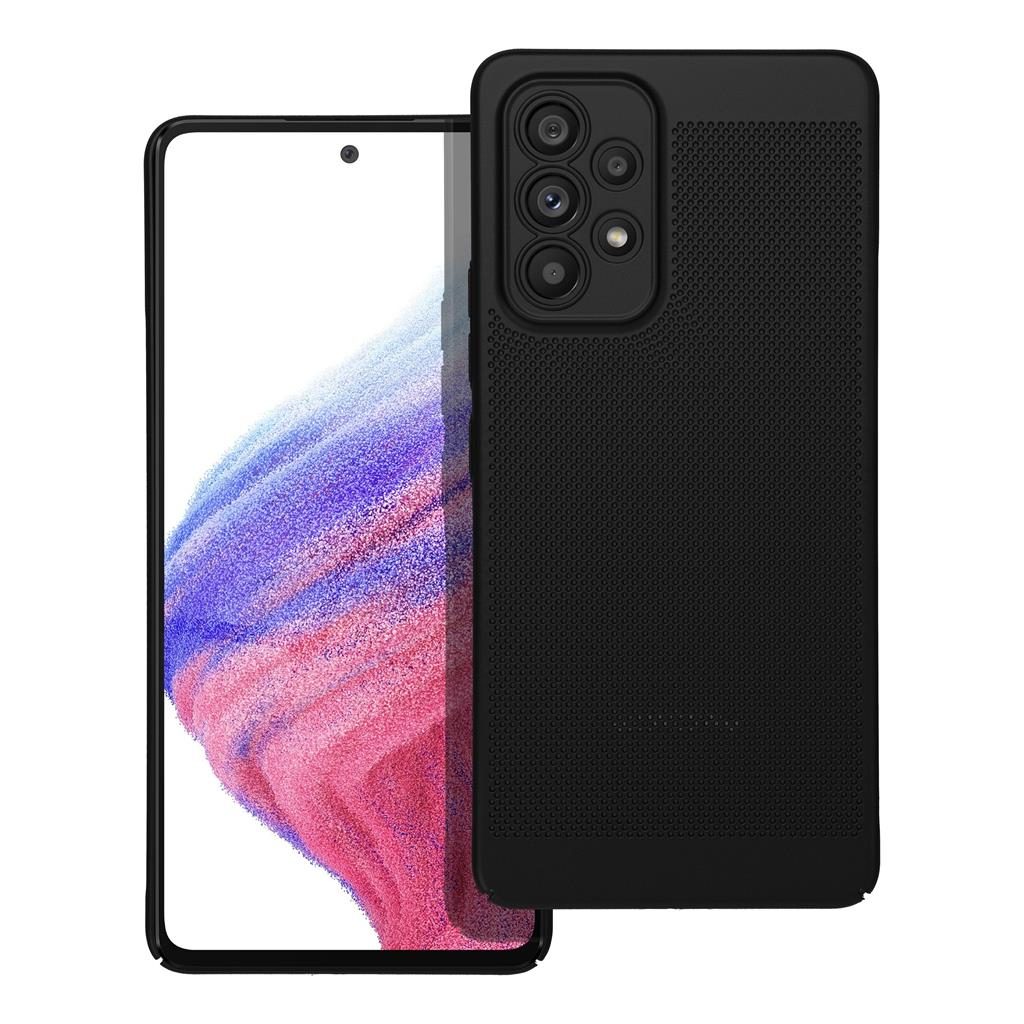 Samsung Galaxy A53 5G Breezy lyukacsos műanyag hátlap tok (Fekete)