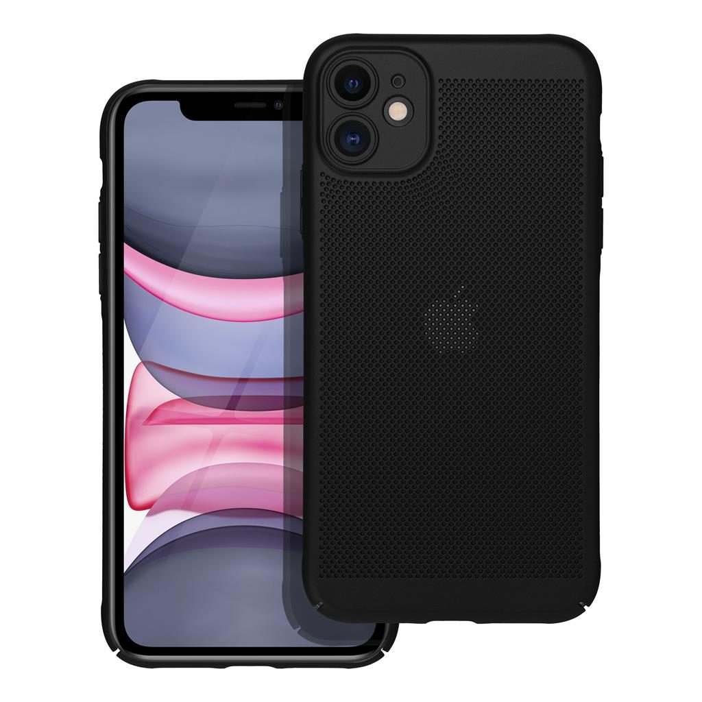 Apple iPhone 11 Breezy lyukacsos műanyag hátlap tok (Fekete)