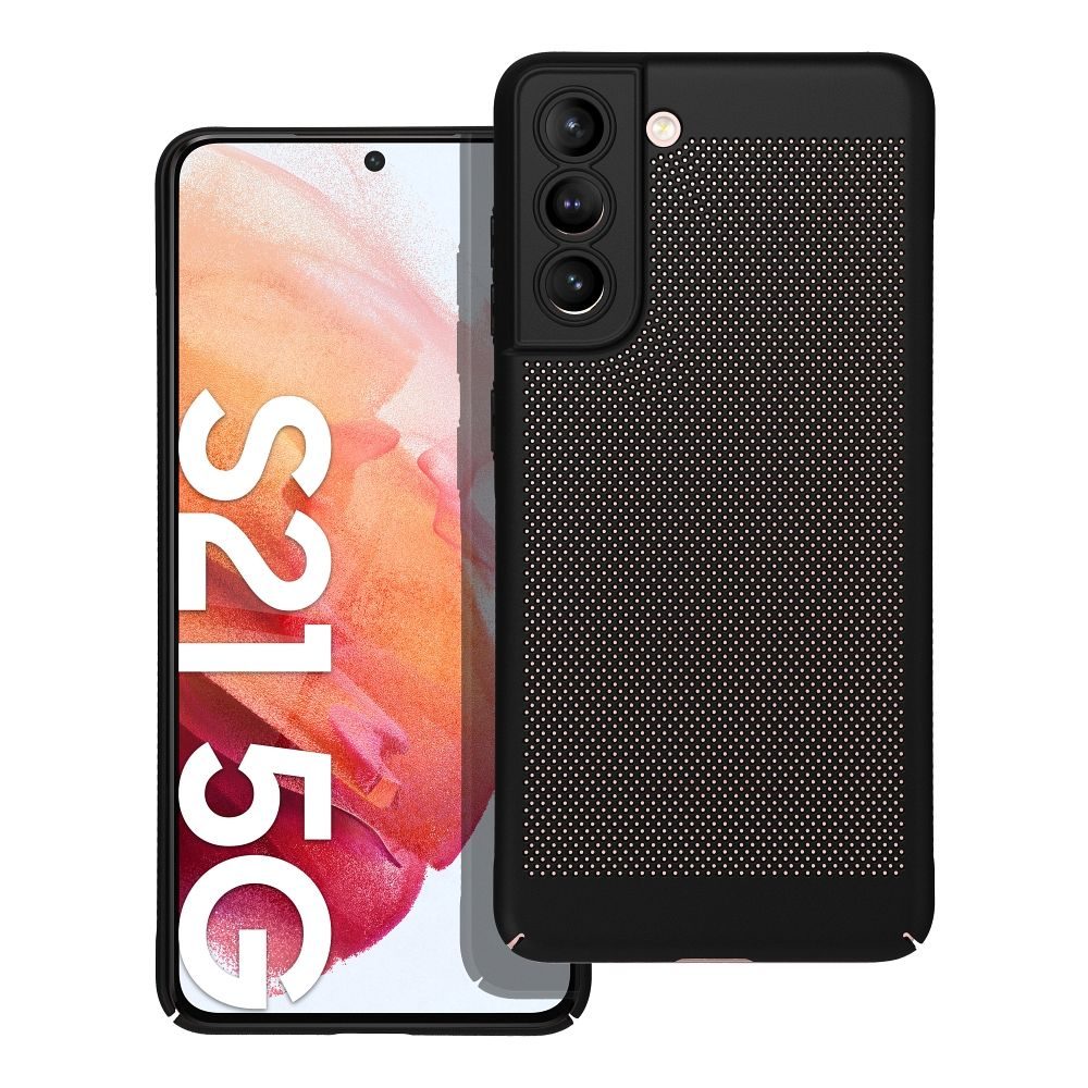 Samsung Galaxy S21 FE Breezy lyukacsos műanyag hátlap tok (Fekete)