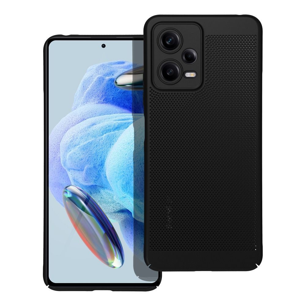 Xiaomi Redmi Note 12 5G Breezy lyukacsos műanyag hátlap tok (Fekete)