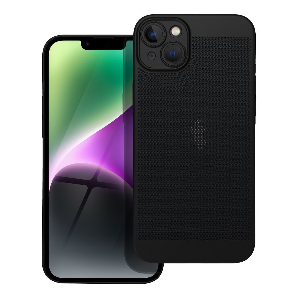 Apple iPhone 14 Plus Breezy lyukacsos műanyag hátlap tok (Fekete)