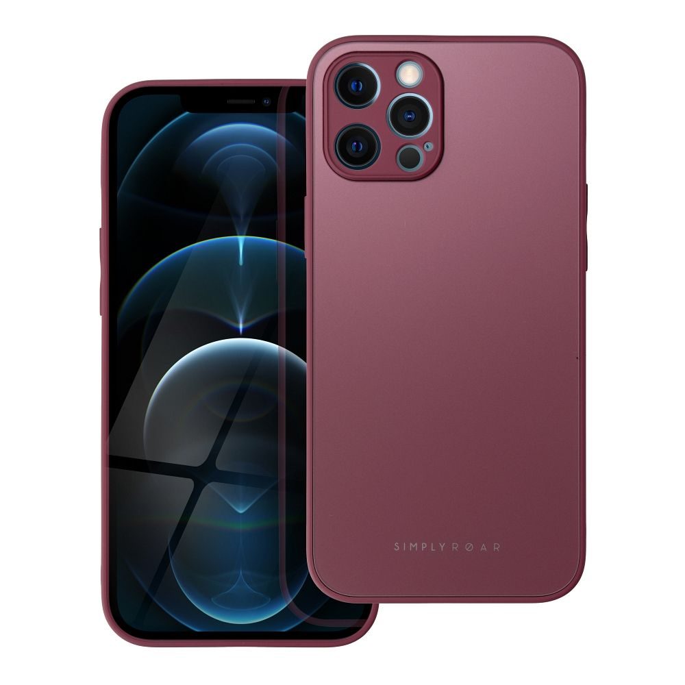 Apple iPhone 12 Pro Max Roar matt üveg hátlap tok (Bordó)
