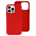 Apple iPhone 14 magsafe leather hátlap tok (Piros)