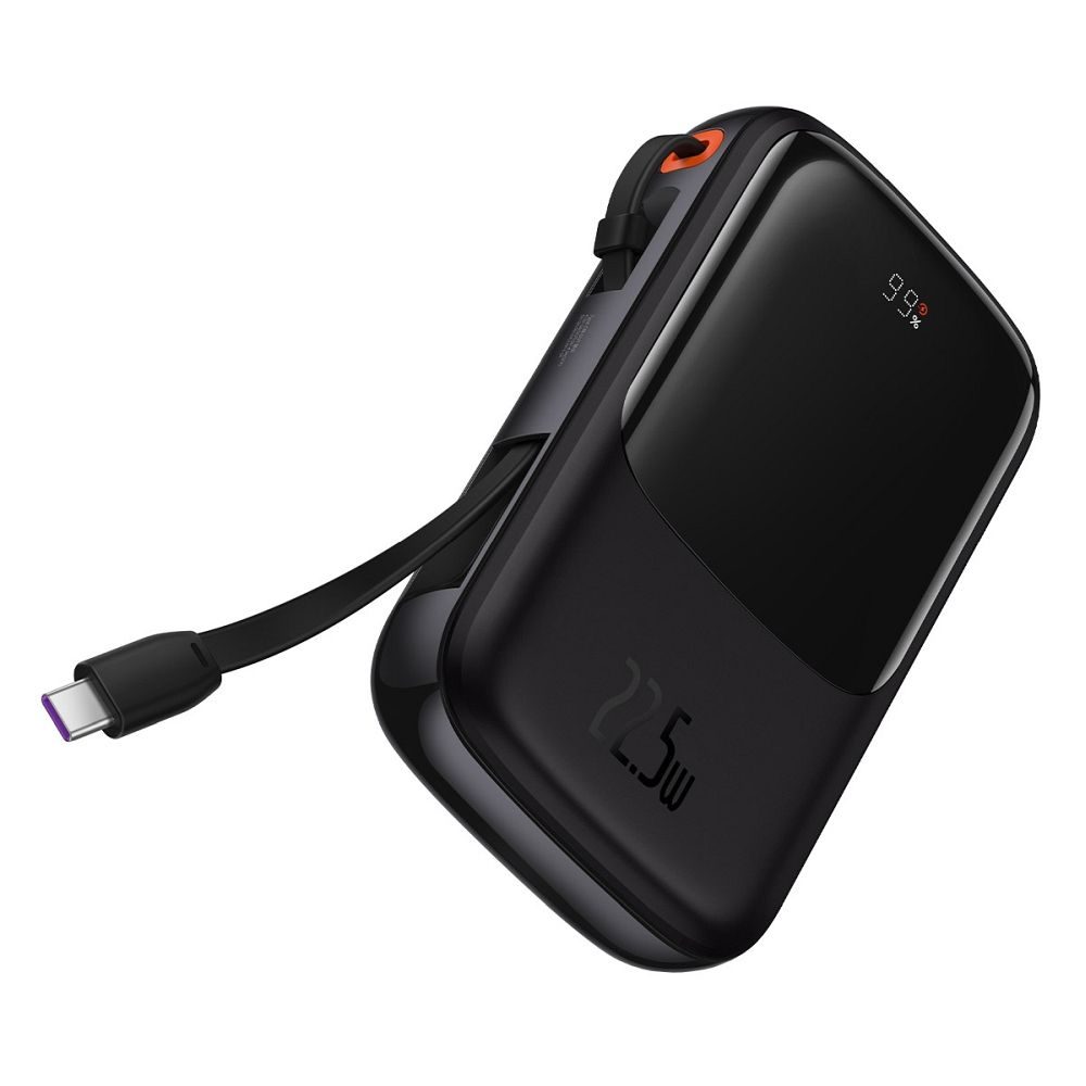 BASEUS QPow powerbank, 10000mAH kapacitással,22,5W töltési teljesítménnyel, Type-C kábellel fekete