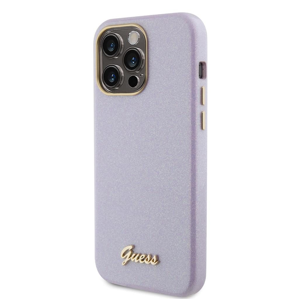 Apple iPhone 15 Pro Max Guess PU Glitter teljesen fedő tok (Lila) - GUHCP15XPGMCSL