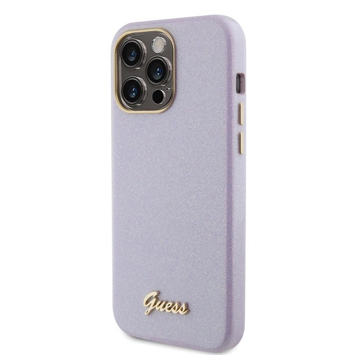 Apple iPhone 15 Pro Max Guess PU Glitter teljesen fedő tok (Lila) - GUHCP15XPGMCSL