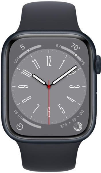 Apple Watch Series 8 GPS 45MM éjfekete alumíniumtok éjfekete sportszíj (MNP13CM/A)