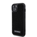 Apple iPhone 15 Karl Lagerfeld Rhinestone Plate Metal Logo tok (Fekete) – KLHCP15SHDSPLK