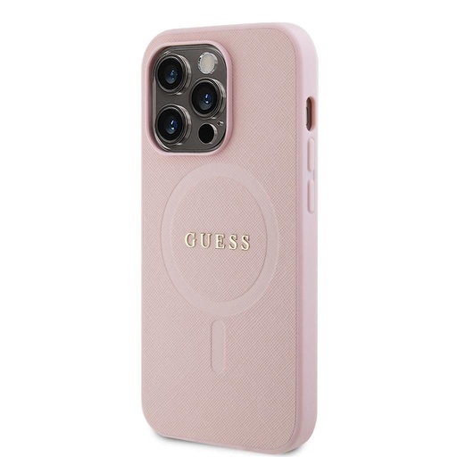 Apple iPhone 15 Pro Guess PU Saffiano MagSafe tok (Rózsaszín) - GUHMP15LPSAHMCP