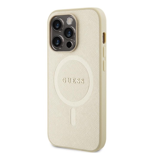 Apple iPhone 15 Pro Max Guess PU Saffiano MagSafe tok (Bézs) - GUHMP15XPSAHMCB