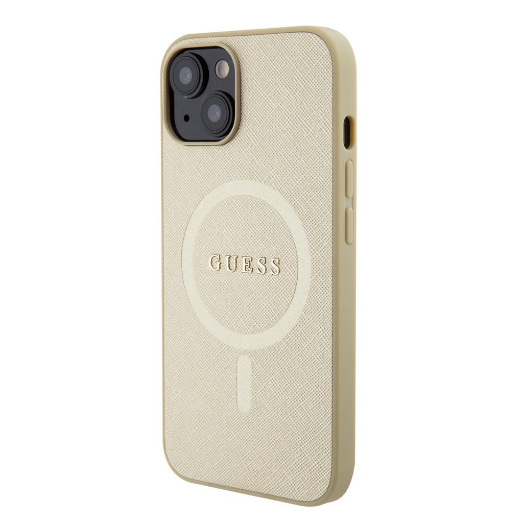 Apple iPhone 15 Guess PU Saffiano MagSafe tok (Bézs) - GUHMP15SSPSAHMCB