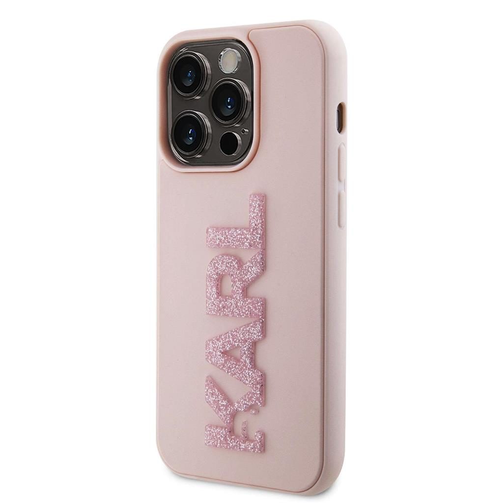 Apple iPhone 15 Pro Karl Lagerfeld 3D Glitter Karl tok (Rózsaszín) – KLHCP15L3DMBKCP