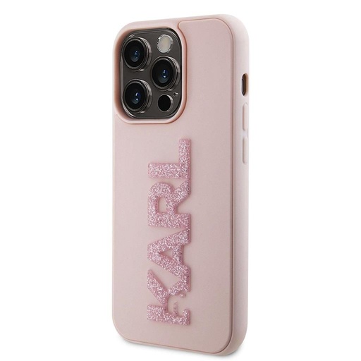 Apple iPhone 15 Pro Karl Lagerfeld 3D Glitter Karl tok (Rózsaszín) – KLHCP15L3DMBKCP