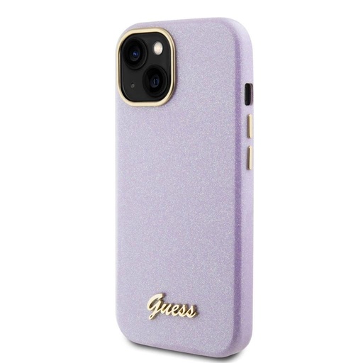 Apple iPhone 15 Guess PU Glitter teljesen fedő tok (Lila) - GUHCP15SPGMCSL