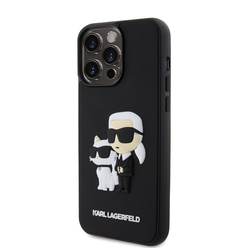 Apple iPhone 15 Pro Max Karl Lagerfeld 3D Karl & Choupette tok (Fekete) – KLHCP15X3DRKCNK
