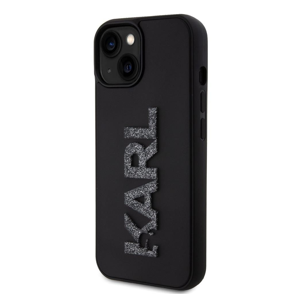 Apple iPhone 15 Karl Lagerfeld 3D Glitter Karl tok (Fekete) – KLHCP15S3DMBKCK