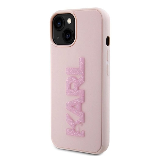 Apple iPhone 15 Karl Lagerfeld 3D Glitter Karl tok (Rózsaszín) – KLHCP15S3DMBKCP