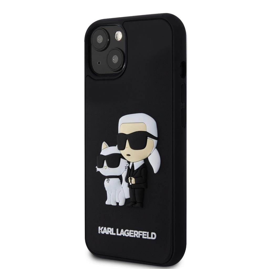 Apple iPhone 15 Karl Lagerfeld 3D Karl & Choupette tok (Fekete) – KLHCP15S3DRKCNK