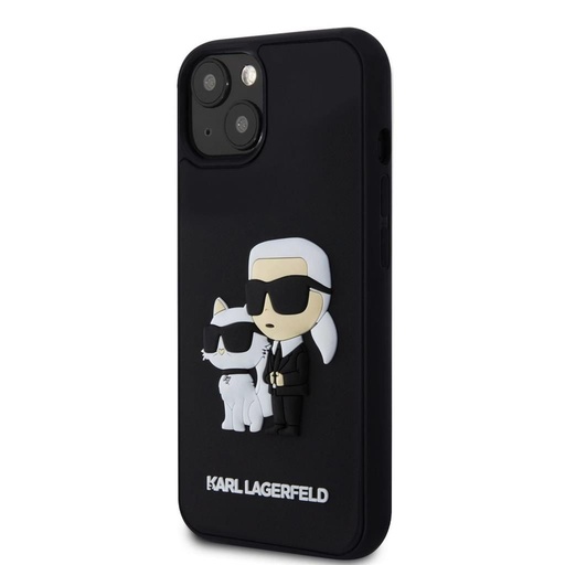 Apple iPhone 15 Karl Lagerfeld 3D Karl & Choupette tok (Fekete) – KLHCP15S3DRKCNK
