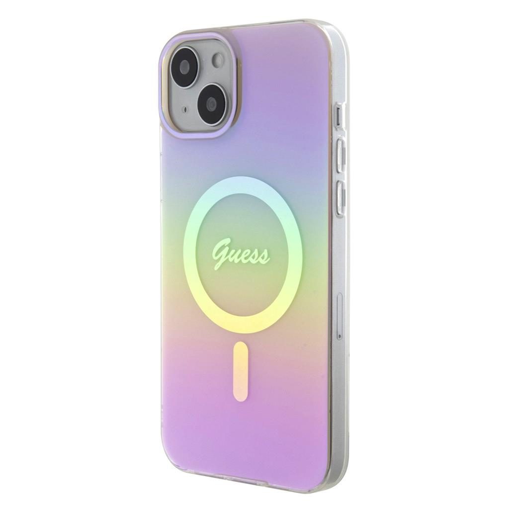 Apple iPhone 15 Guess IML Iridescent Script MagSafe tok (Rózsaszín) - GUHMP15SHITSP
