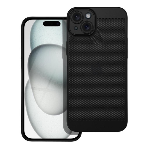 Apple iPhone 15 Plus Breezy lyukacsos műanyag hátlap tok (Fekete)