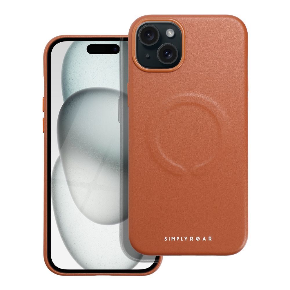 Apple iPhone 15 Plus Roar Leather magsafe hátlap tok (Barna)