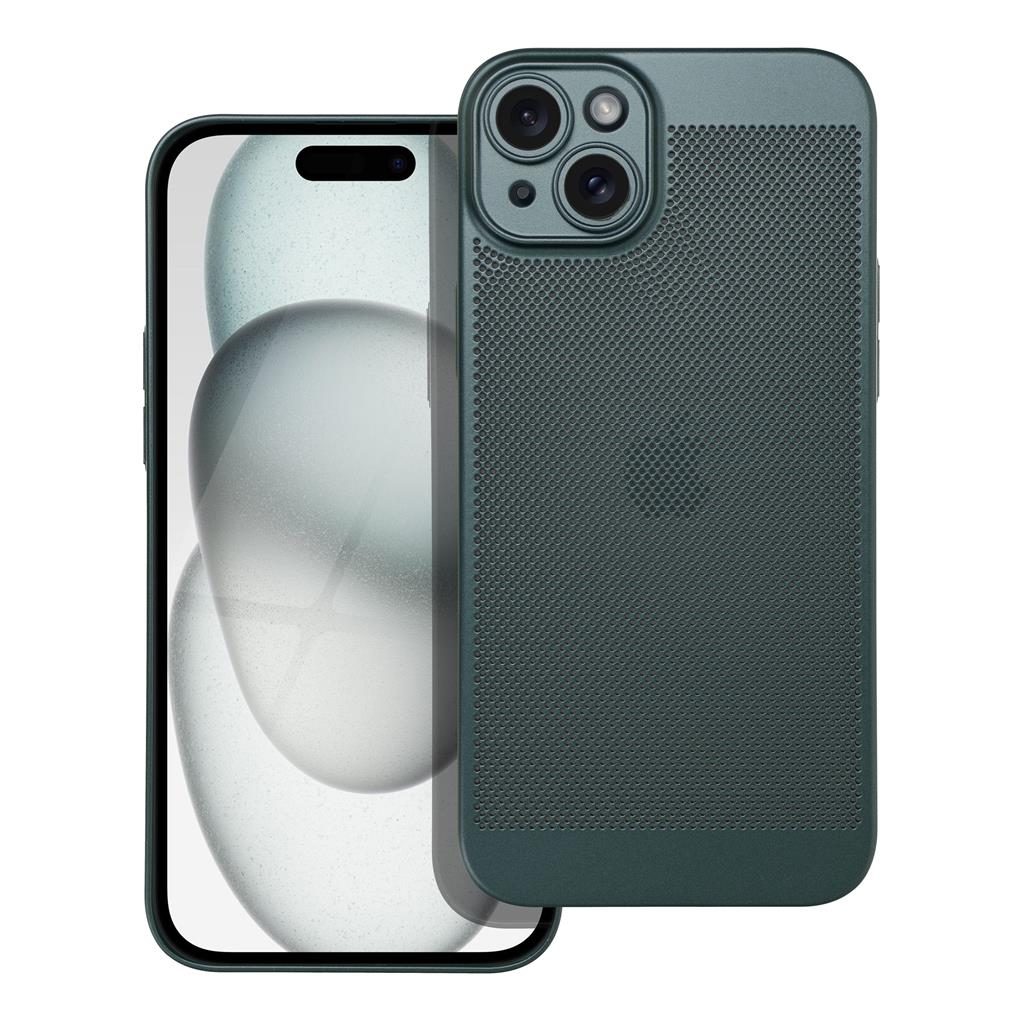 Apple iPhone 15 Plus Breezy lyukacsos műanyag hátlap tok (Zöld)