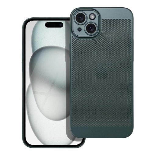 Apple iPhone 15 Plus Breezy lyukacsos műanyag hátlap tok (Zöld)