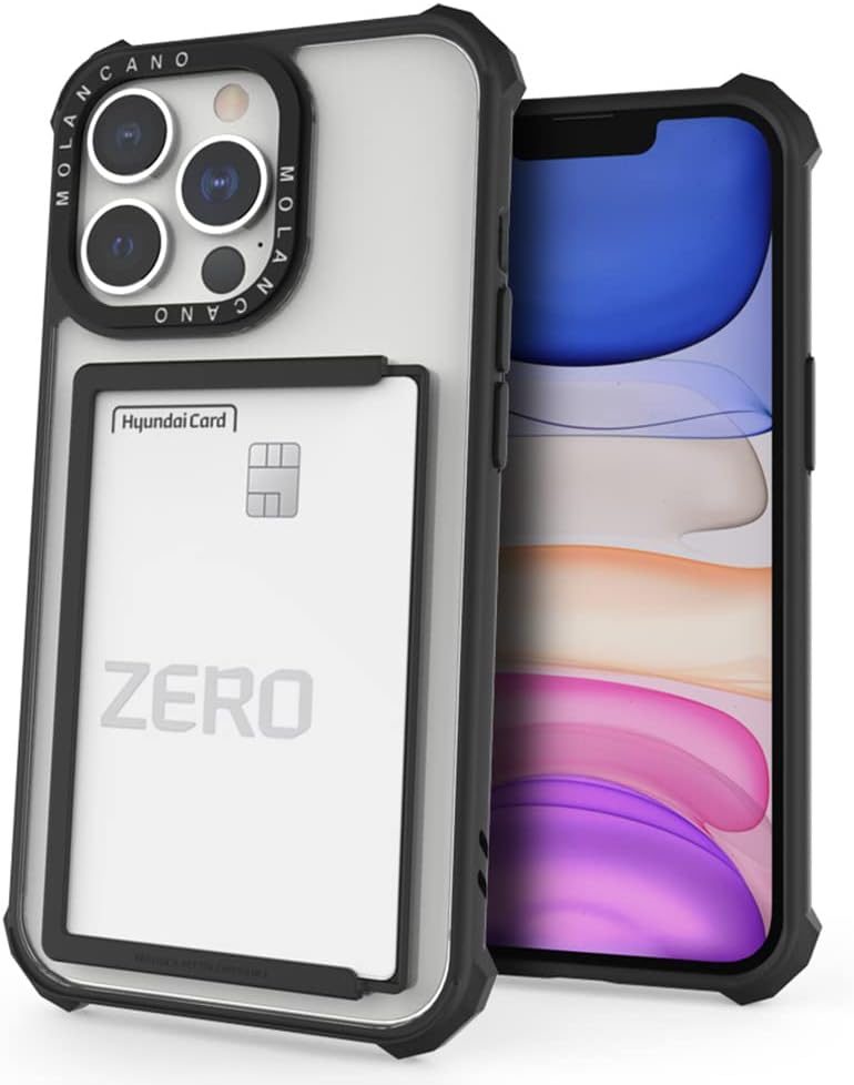 Apple iPhone 14 Pro MOLAN CANO HN7 strapabíró hátlap tok kártyatartóval (Fekete)