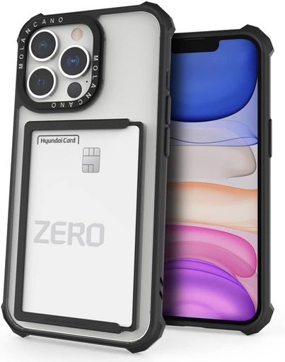 Apple iPhone 14 Pro Max MOLAN CANO HN7 strapabíró hátlap tok kártyatartóval (Fekete)