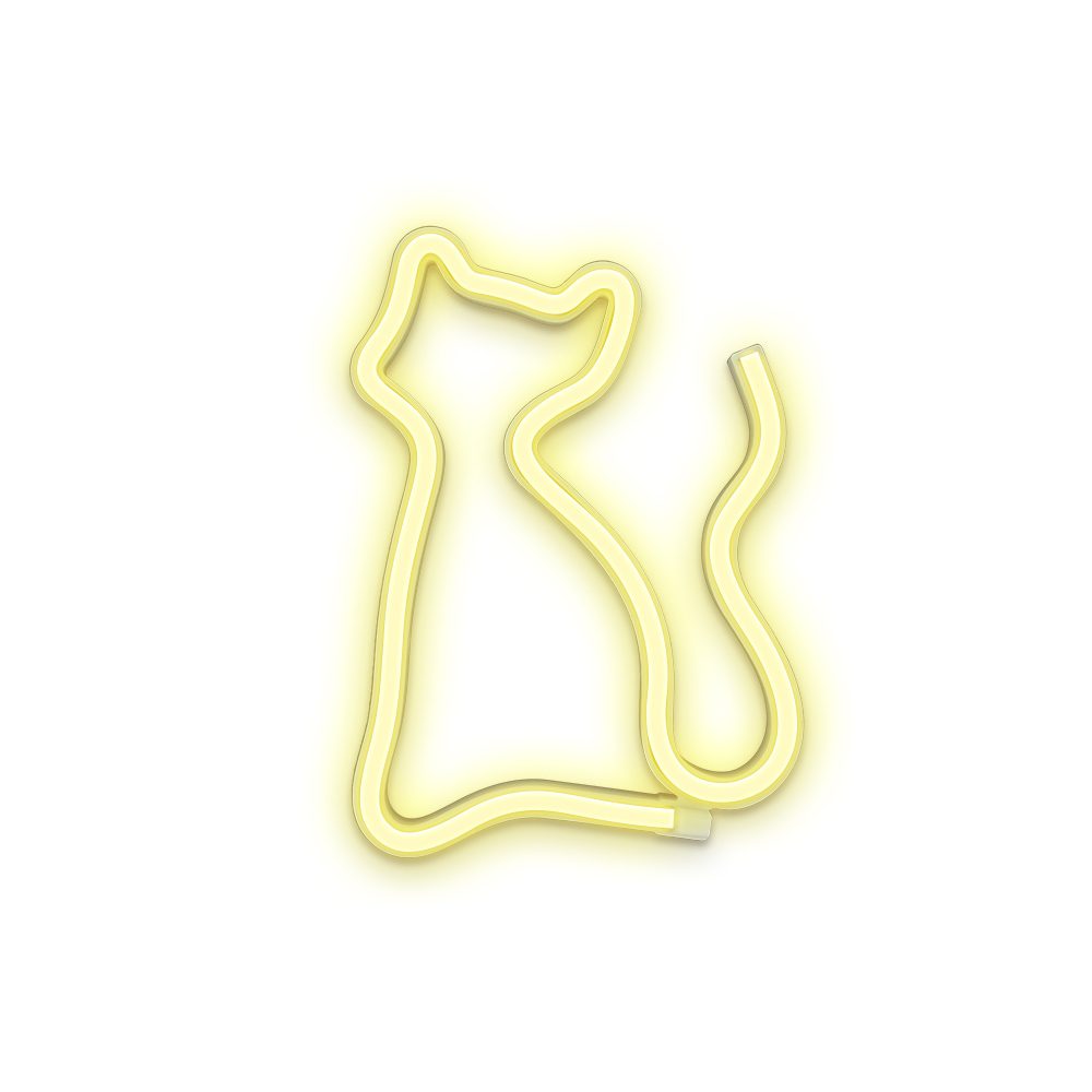 Forever Cat FLNEO3 meleg fehéren világító macska alakú LED lámpa,3 db AA elemmel vagy USB csatlakozóval üzemeltethető fehér