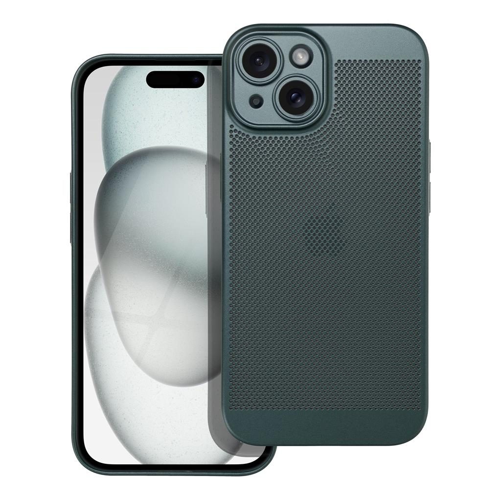 Apple iPhone 15 Breezy lyukacsos műanyag hátlap tok (Zöld)