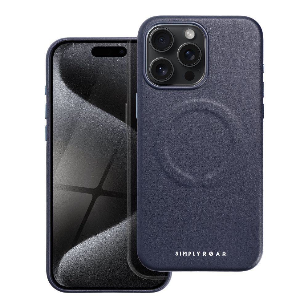 Apple iPhone 15 Pro Max Roar Leather magsafe hátlap tok (Kék)