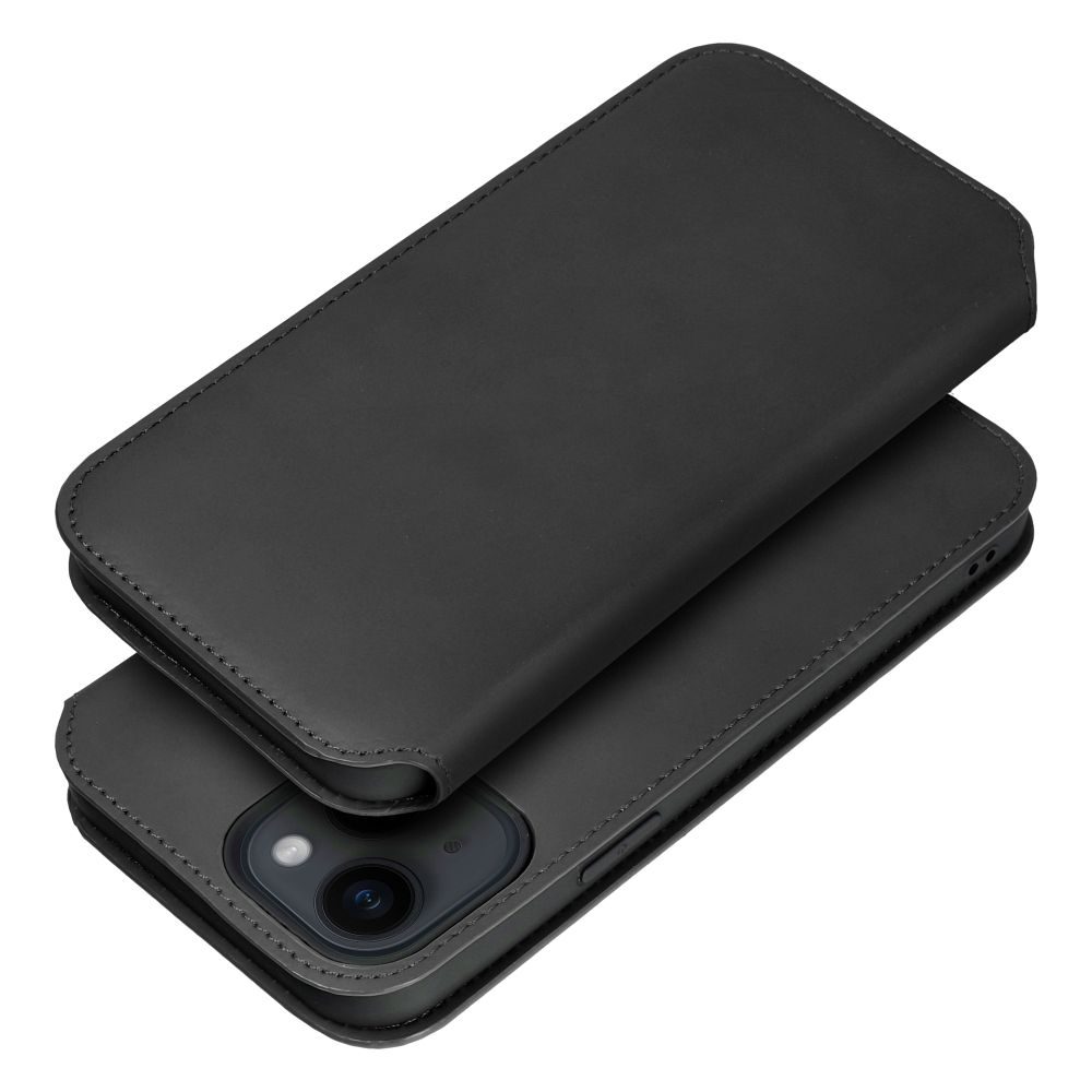 Apple iPhone 15 Plus Dual pocket notesz tok (Fekete)