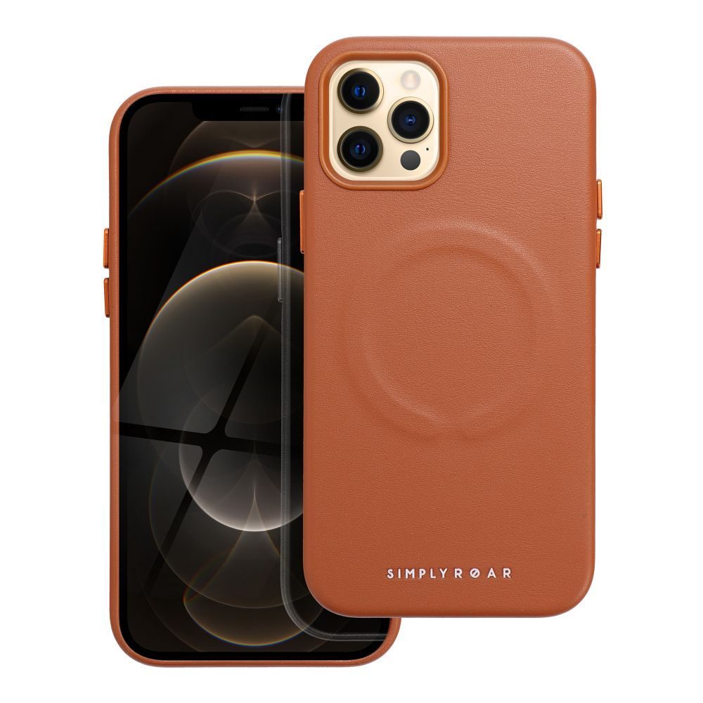 Apple iPhone 12 Pro Roar Leather magsafe hátlap tok (Barna)