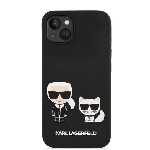 Apple iPhone 14 Plus Black Karl Lagerfeld MagSafe Compatible Liquid Silicone Karl and Choupette tok (Fekete) – KLHMP14MSSKCK