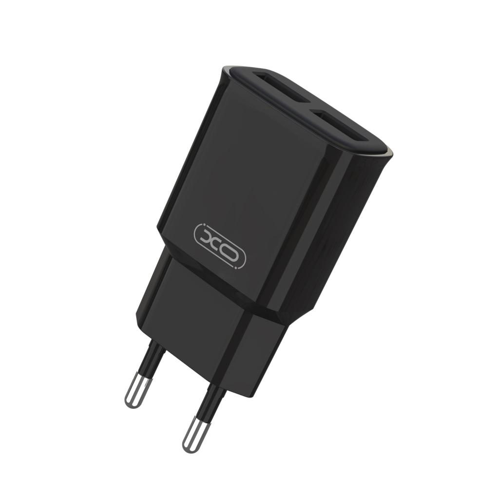 XO L92C 2.4A töltő (Fekete) – dupla USB csatlakozó