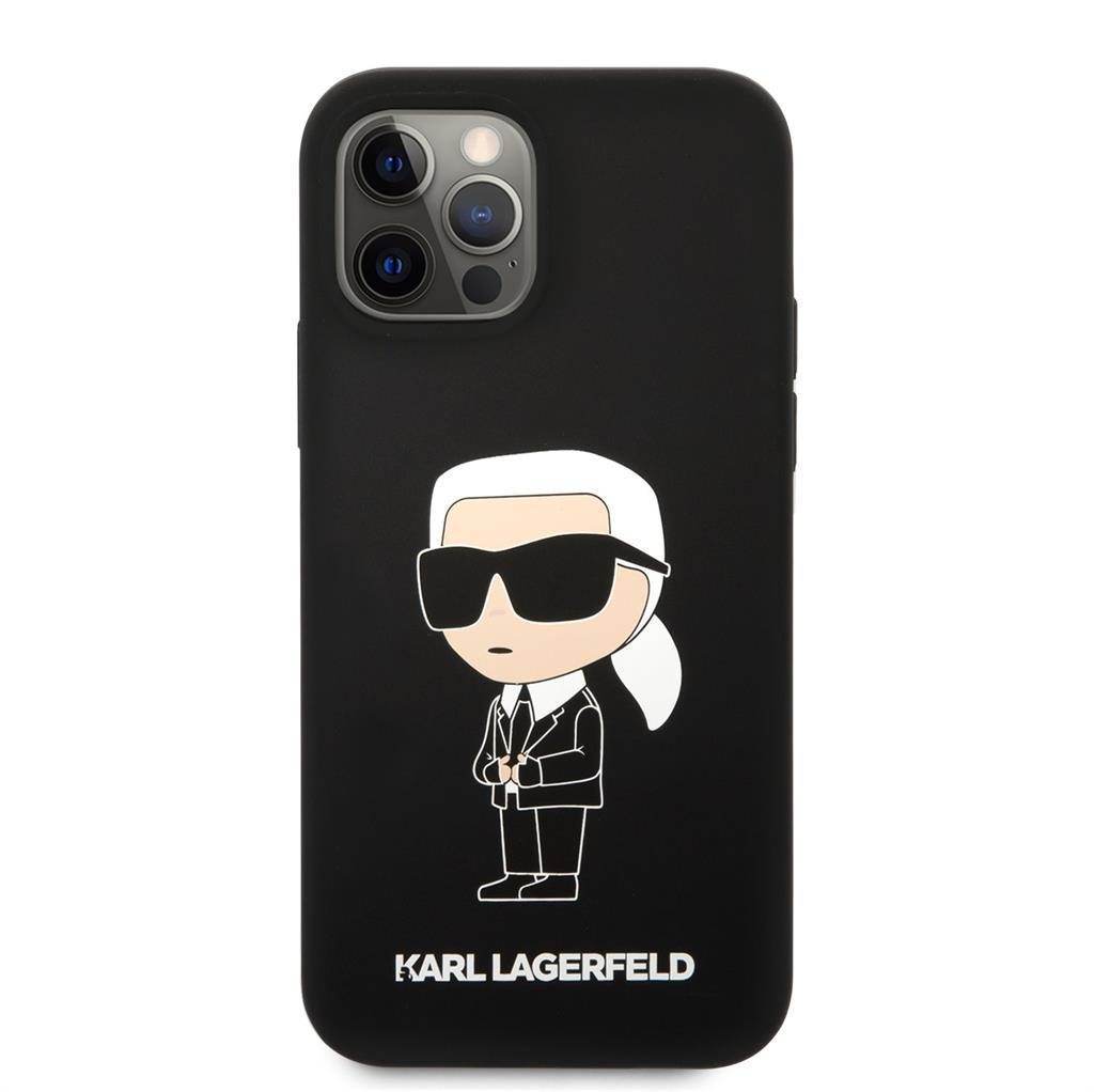 Apple iPhone 12/12 Pro Karl Lagerfeld Liquid Silicone Ikonik NFT tok (Fekete) – KLHCP12MSNIKBCK