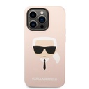 Apple iPhone 14 Pro Max Karl Lagerfeld MagSafe Compatible Liquid Silicone Karl Head tok (Rózsaszín) – KLHMP14XSLKHLP