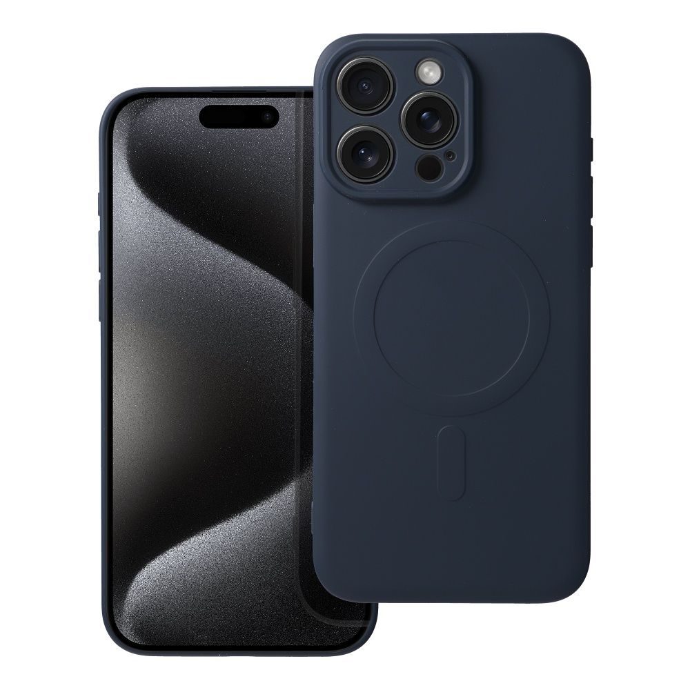 Apple iPhone 15 Pro Max Silicone mag cover magsafe hátlap tok (Kék titánium)