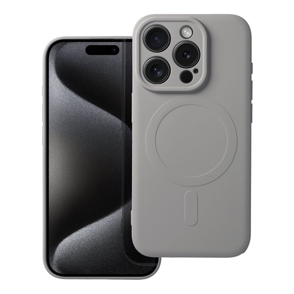 Apple iPhone 15 Pro Silicone mag cover magsafe hátlap tok (Titánium szürke)