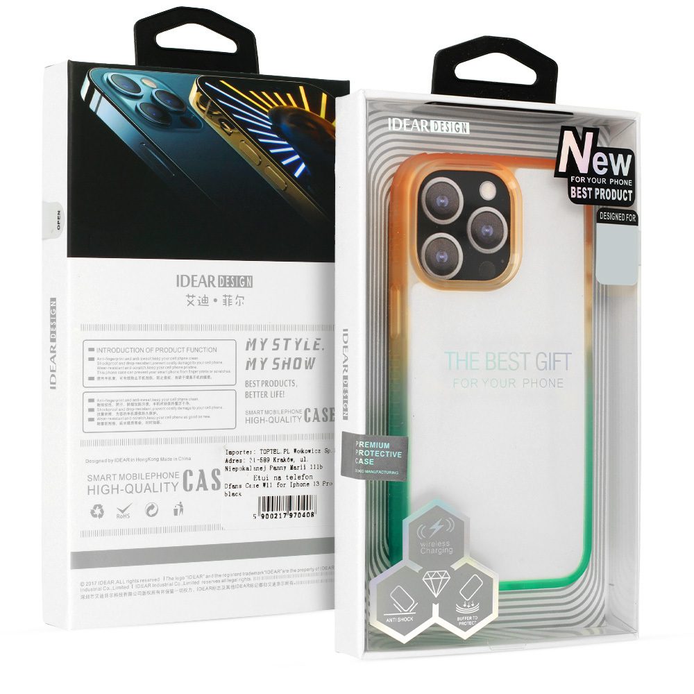 Apple iPhone 14 IDEAR W15 hátlap tok (Narancs-Menta)