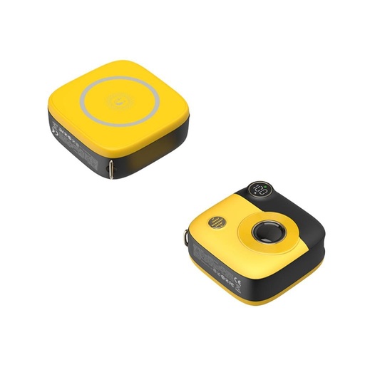 XO PR223 power bank 10000 mAh (Fekete–Sárga) – mágneses, mini, kamerás kivitel, digitális kijelző