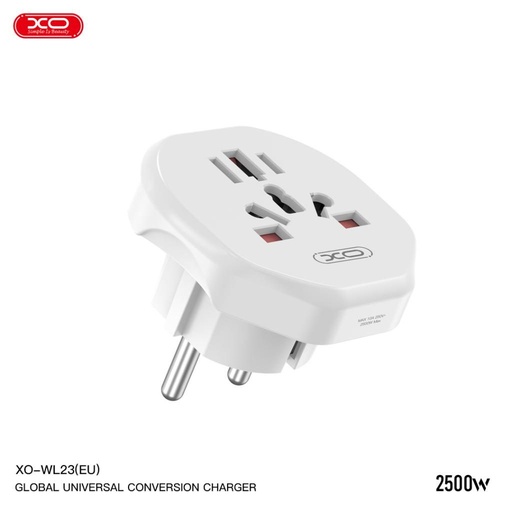 XO WL23 univerzális aljzat adapter (Fehér) – EU szabványból több nemzetközi csatlakozóra