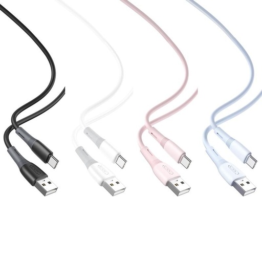 XO NB225 USB-C adatkábel (Rózsaszín) – szilikon, kétszínű kivitel