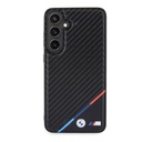 Samsung Galaxy S24+ BMW M PU Leather Carbon MagSafe tok – Tricolor Line (Fekete) - BMHMS24M23PUDTK