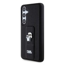 Samsung Galaxy S24+ Karl Lagerfeld Saffiano Grip Stand Metal Logo tok (Fekete) – KLHCS24MGSAKCPK