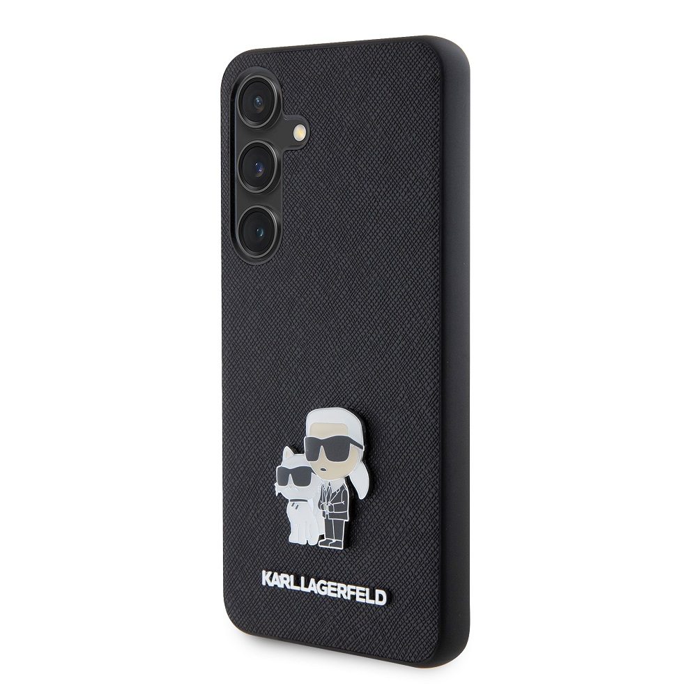 Samsung Galaxy S24 Karl Lagerfeld PU Saffiano Metal Karl and Choupette tok (Fekete) – KLHCS24SPSAKCMPK