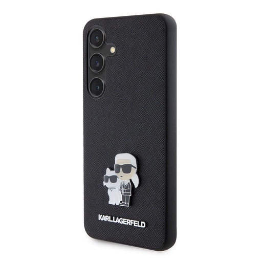 Samsung Galaxy S24 Karl Lagerfeld PU Saffiano Metal Karl and Choupette tok (Fekete) – KLHCS24SPSAKCMPK